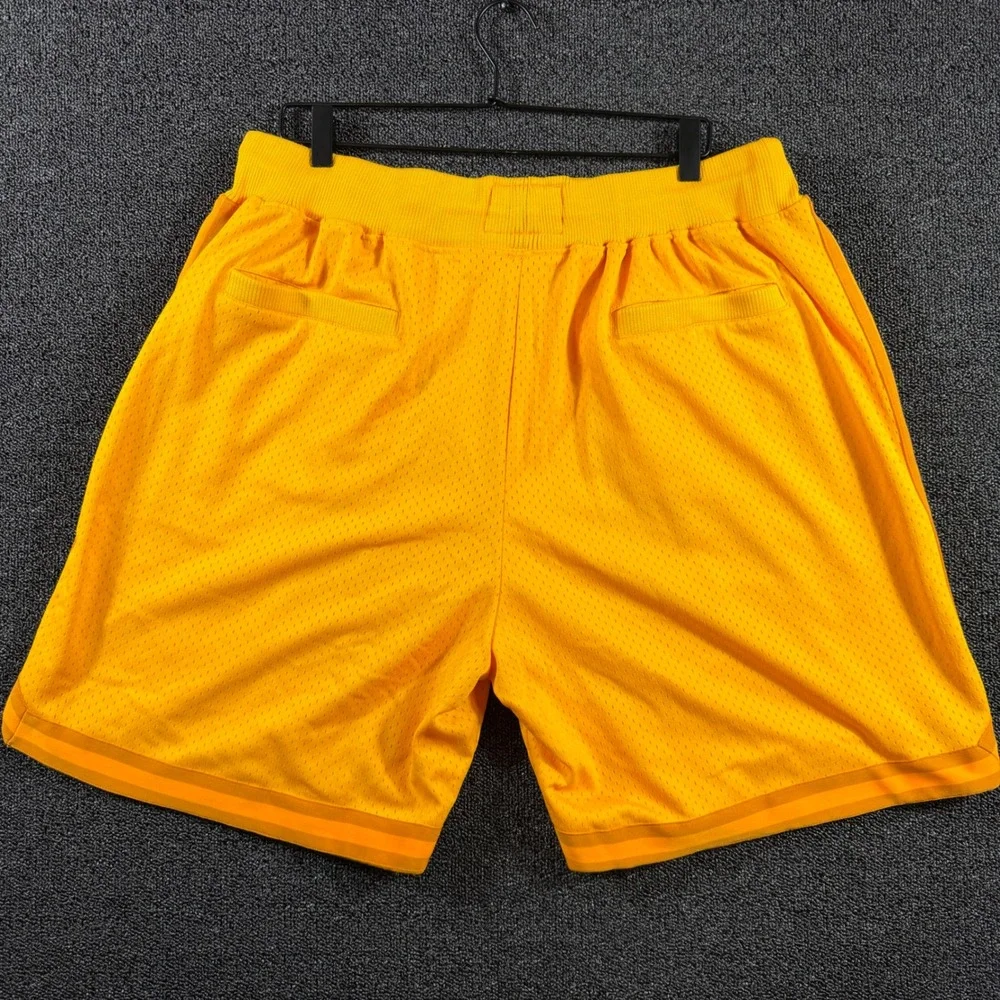 Just Don All City Mens XL Heavyweight Basketball Shorts Yellow Mesh JD Logo NWOT